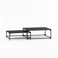 Table Basse Gigogne Carrée en Bois et Métal - Lot de 2