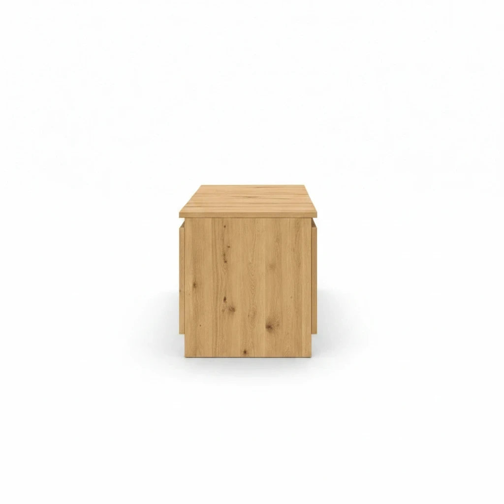 Meuble TV Effet Bois Naturel avec Niche et 2 Portes