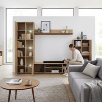 Ensemble Meuble TV Chêne Sonoma avec LED et Vitrine