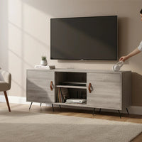 Meuble TV Design Sonoma Gris avec Rangement