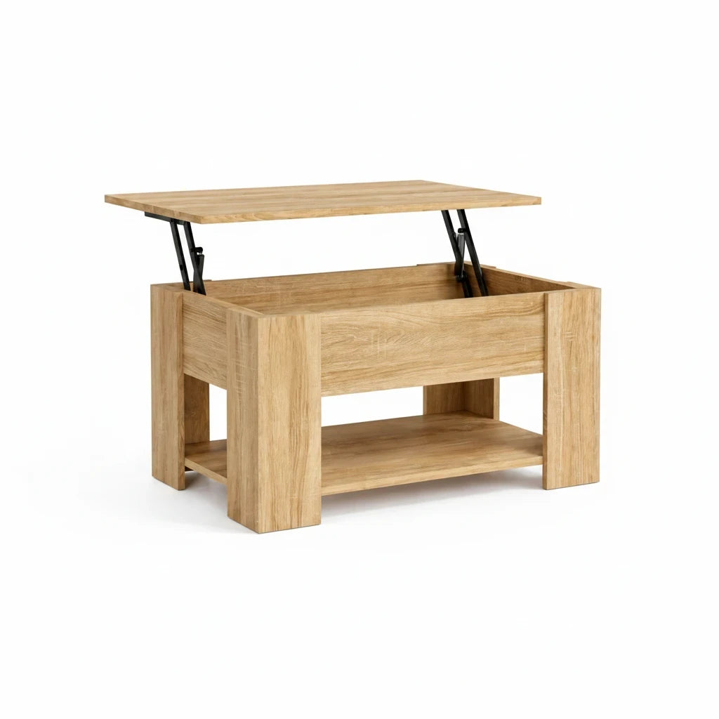 Table Basse Relevable Chêne Sonoma avec Rangement