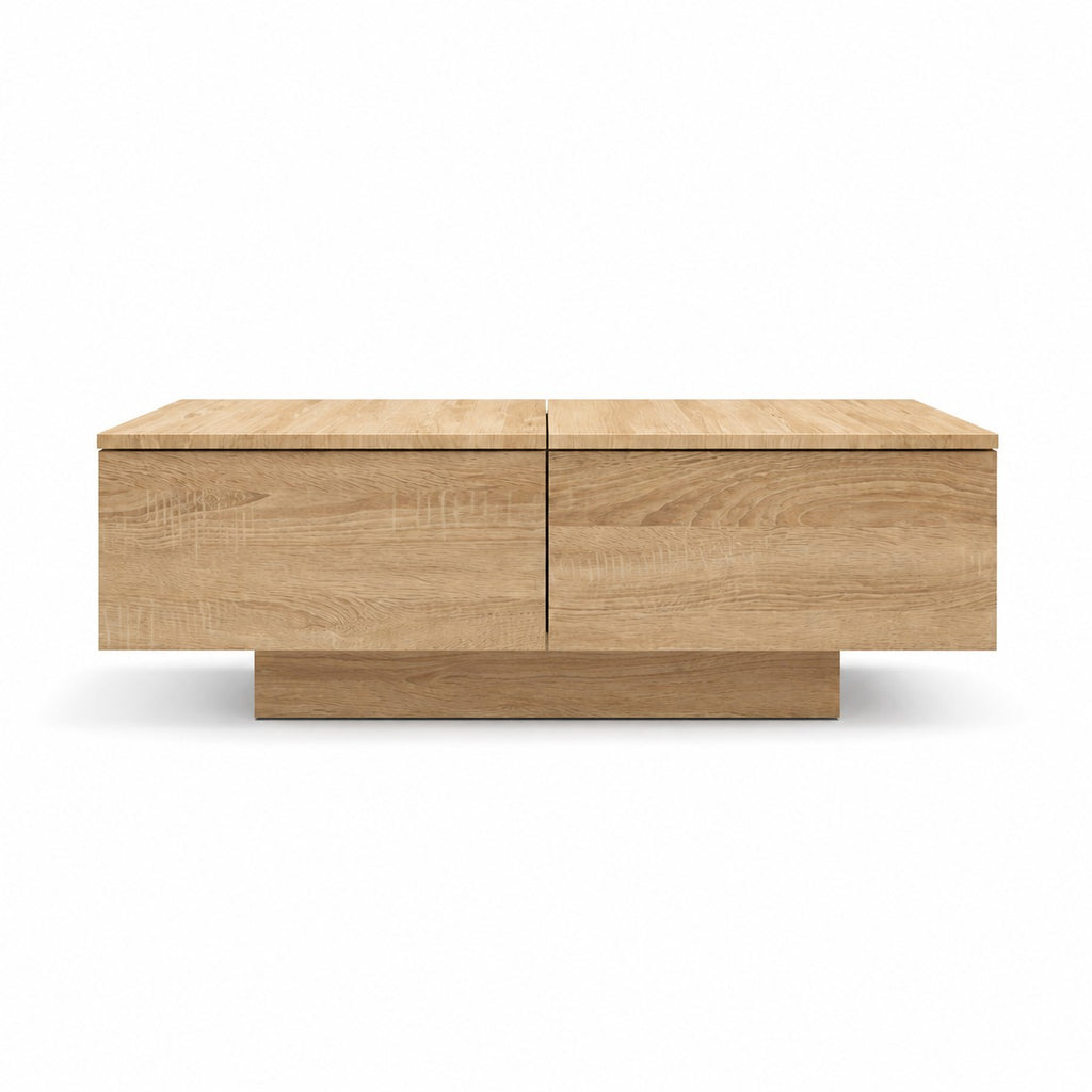 Table basse rectangulaire rangement Chêne Artisanal - autre angle