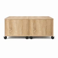 Table Basse Carrée Extensible à Roulettes en Chêne Sonoma