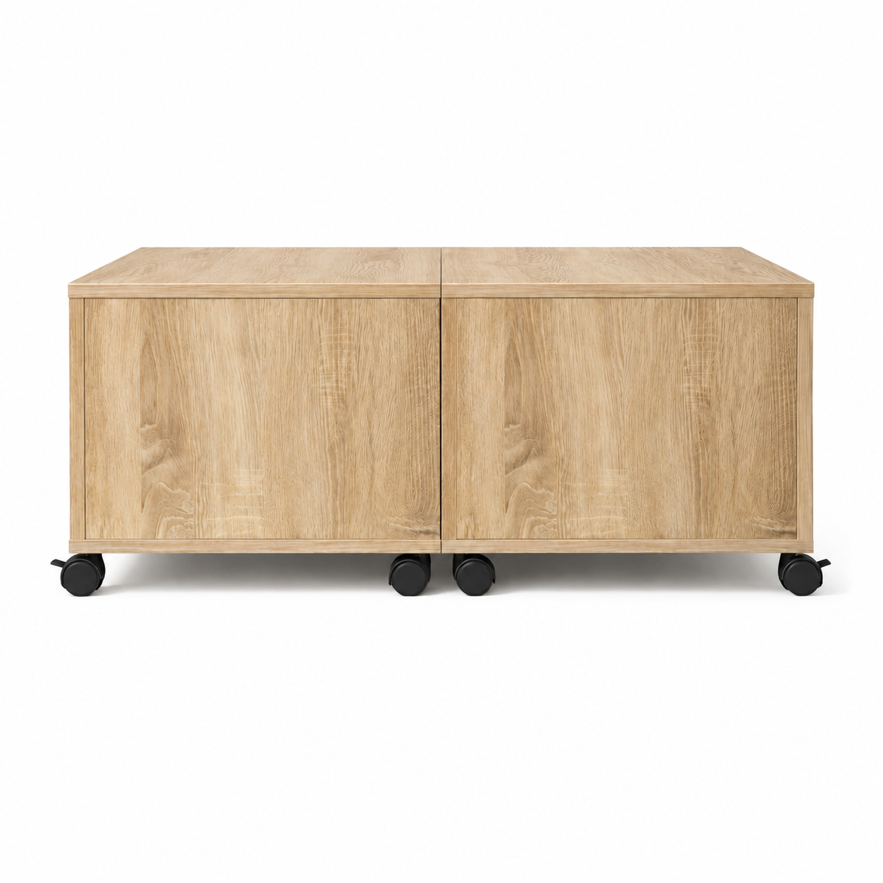 Table Basse Carrée Extensible à Roulettes en Chêne Sonoma