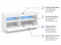 Meuble TV Blanc avec Éclairage LED RGB 100 cm