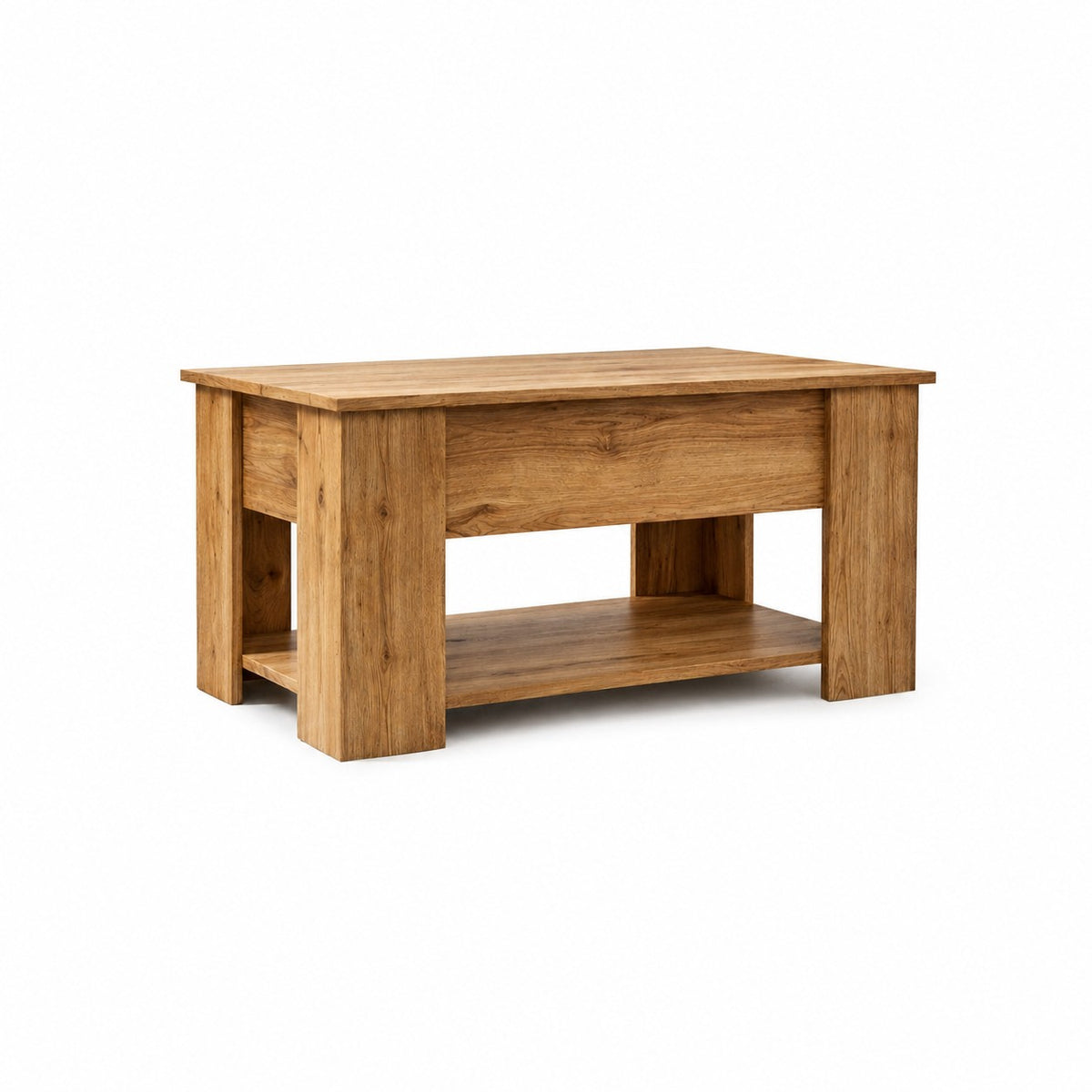 Table basse relevable chêne Sonoma, plateau fermé, vue de face