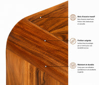 Table Basse en Bois d'Acacia Massif avec Rangement – Finition Miel