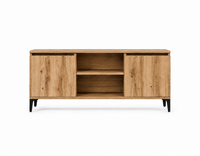 Meuble TV Contemporain Effet Bois et Pieds Noirs