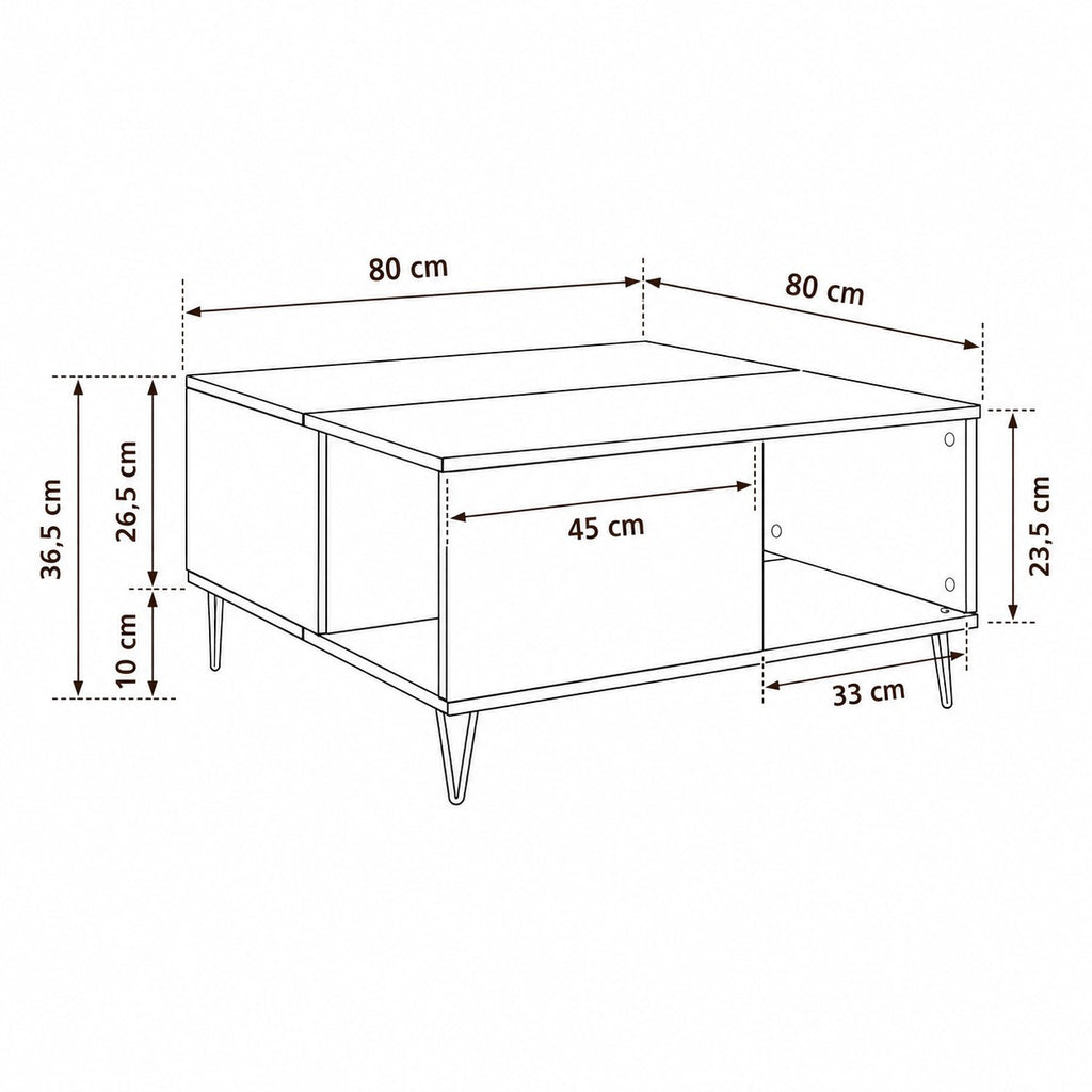 Table Basse en Bois avec Rangement Ouvert