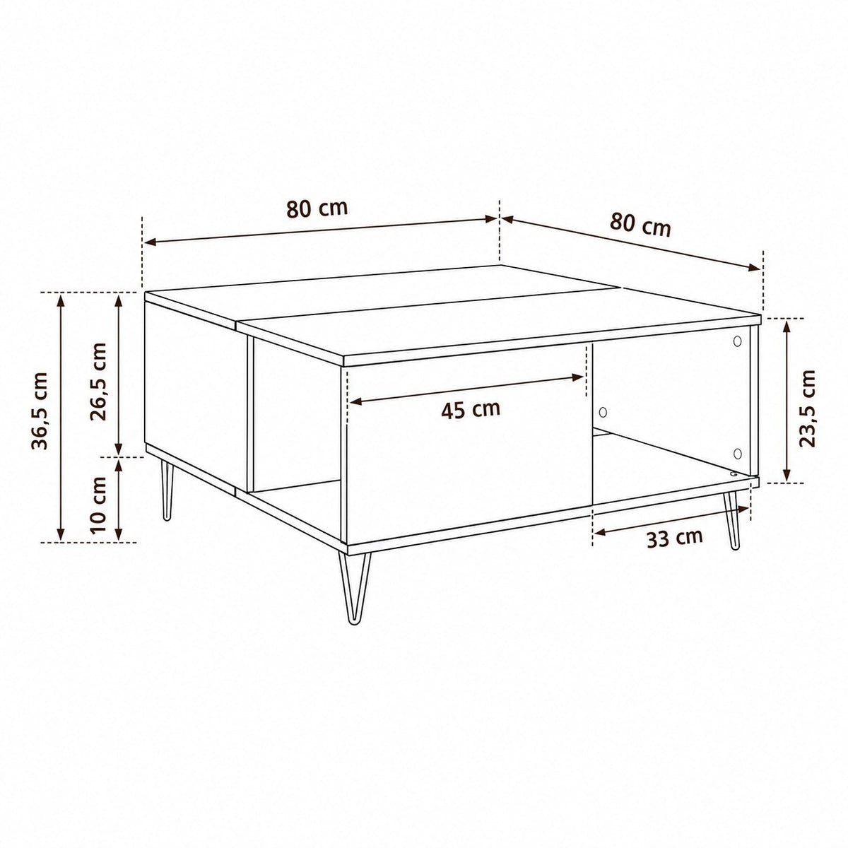 Table Basse en Bois avec Rangement Ouvert