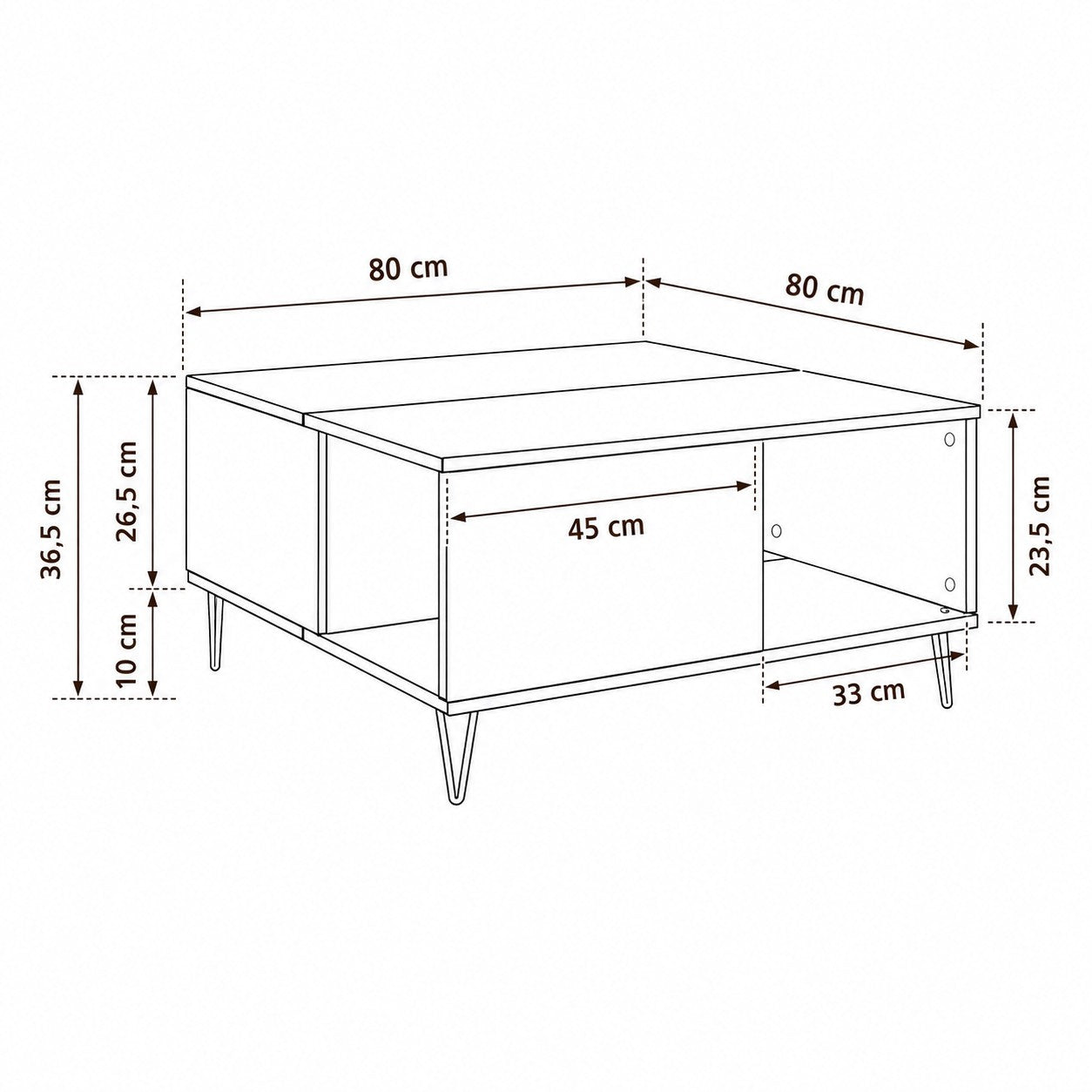 Table Basse en Bois avec Rangement Ouvert