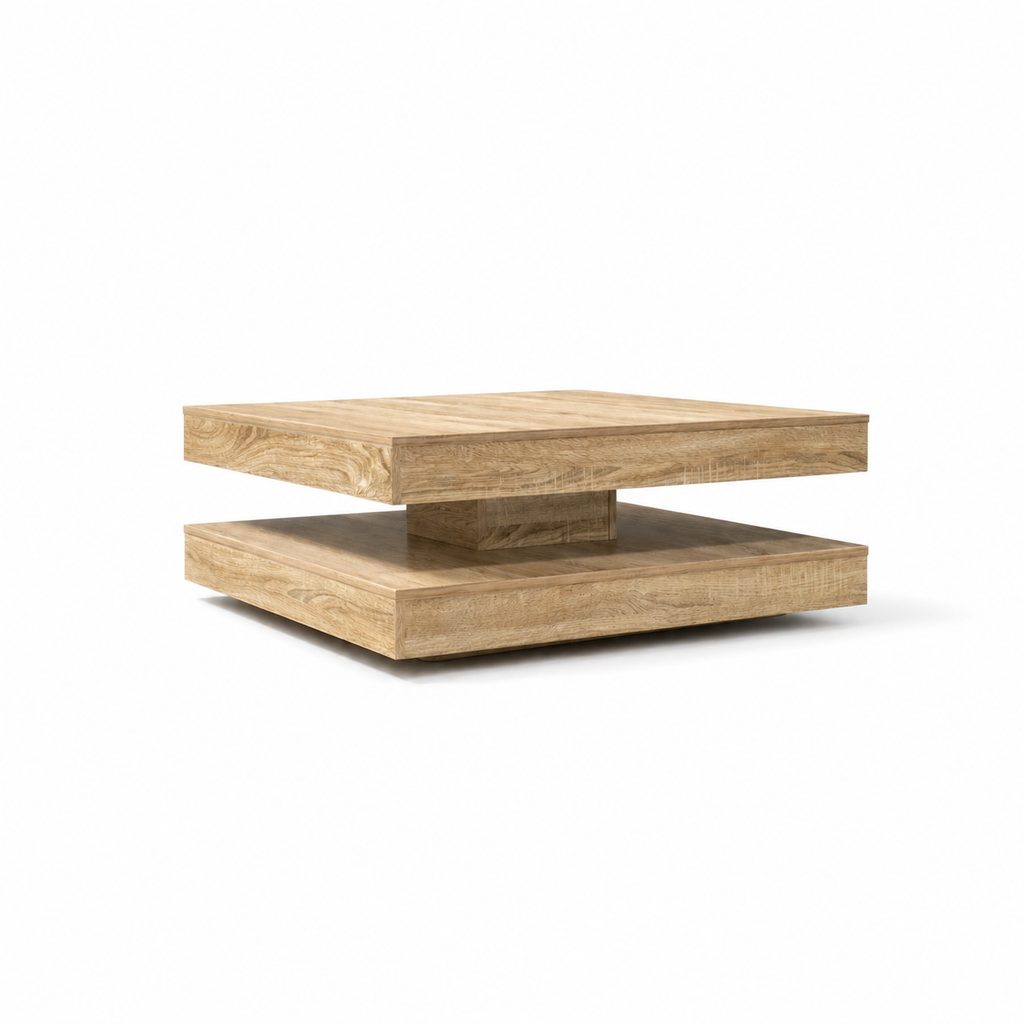 Table basse rotative 360° Chêne Artisanal - plateau pivoté
