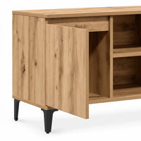 Meuble TV Contemporain Effet Bois et Pieds Noirs
