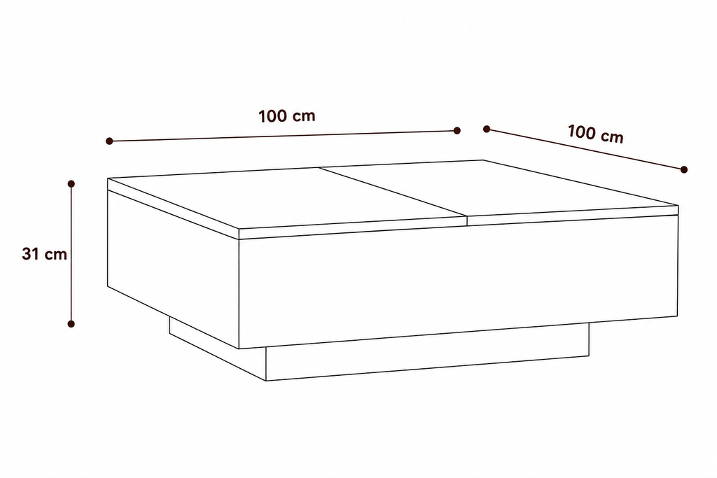 Table Basse Carrée Chêne Sonoma 100 x 100 cm