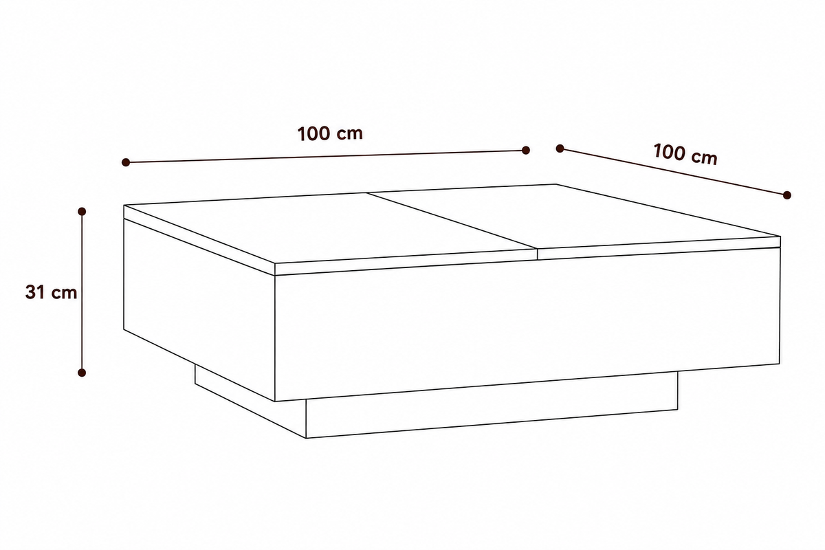 Table Basse Carrée Chêne Sonoma 100 x 100 cm