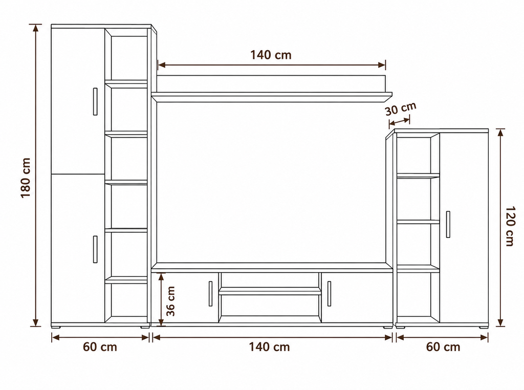 Ensemble Meuble TV Chêne Sonoma avec LED et Vitrine