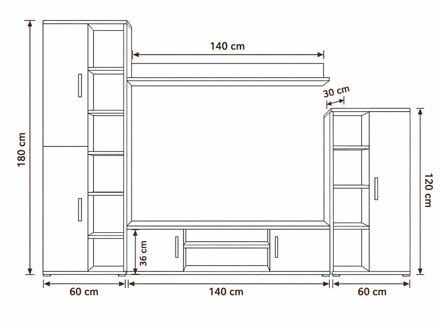 Ensemble Meuble TV Chêne Sonoma avec LED et Vitrine