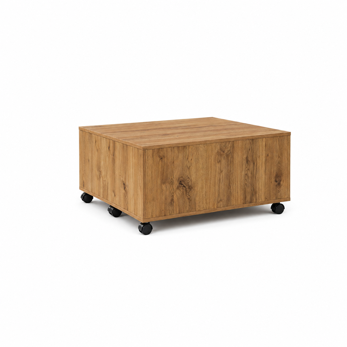 Table Basse Carrée Extensible à Roulettes en Chêne Sonoma