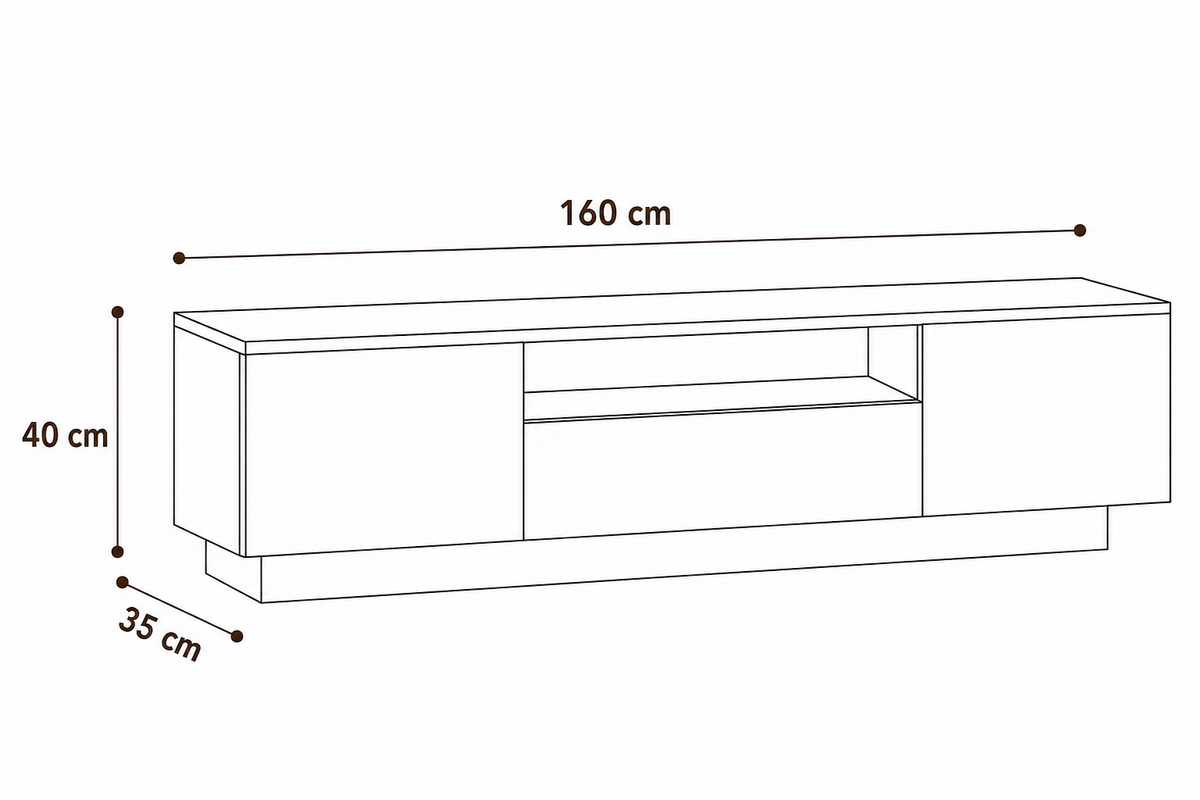 Meuble TV Chêne Artisanal avec Éclairage LED RGB 160 cm