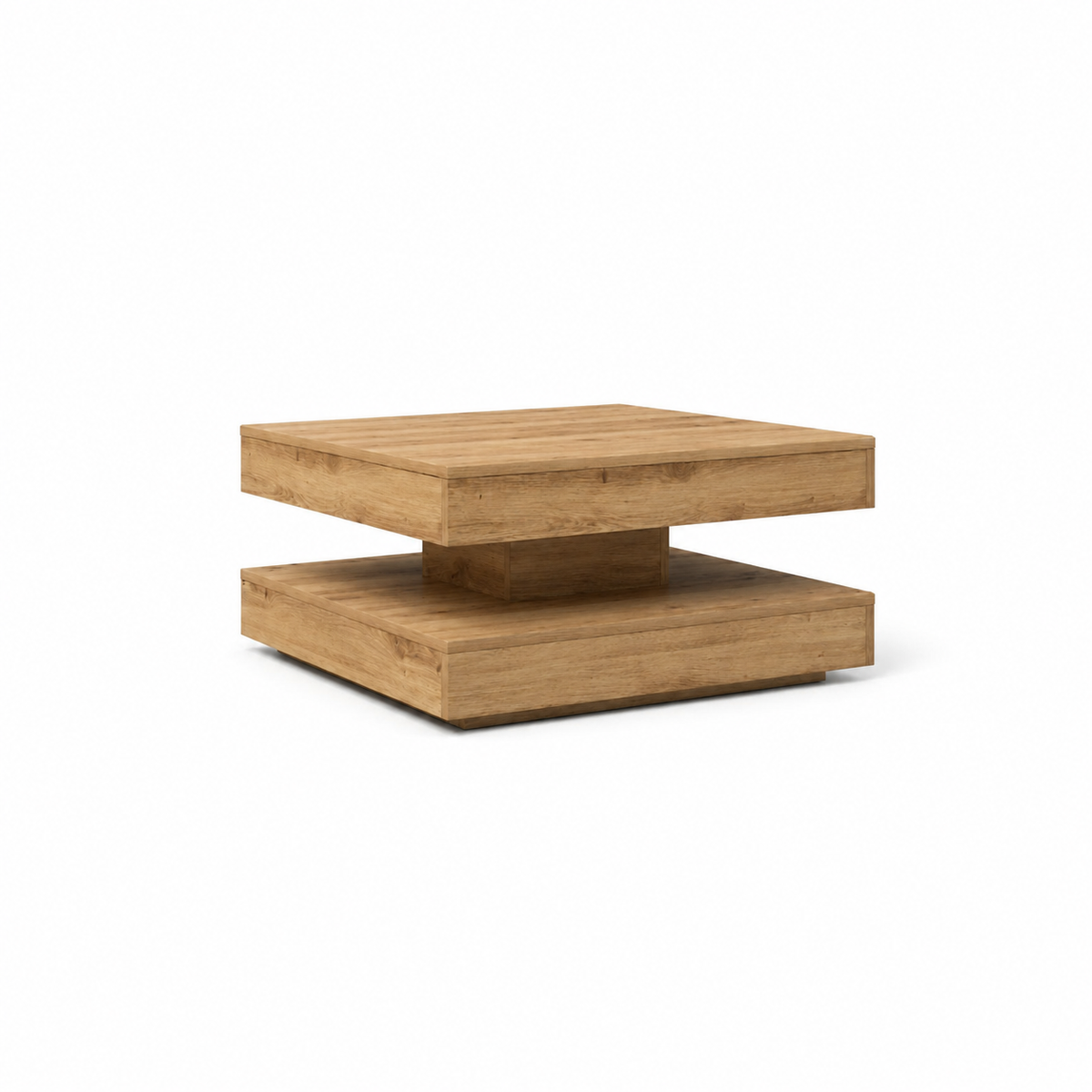 Table basse rotative 360° Chêne Artisanal - vue fond blanc 1