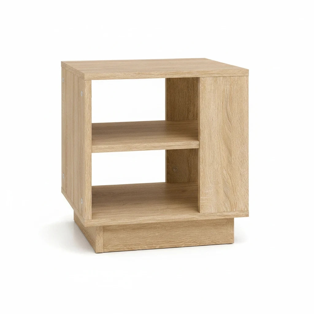 Table Basse Carrée Chêne Sonoma avec Étagères de Rangement