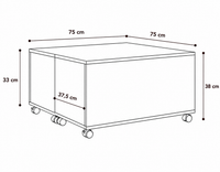 Table Basse Carrée Extensible à Roulettes en Chêne Sonoma