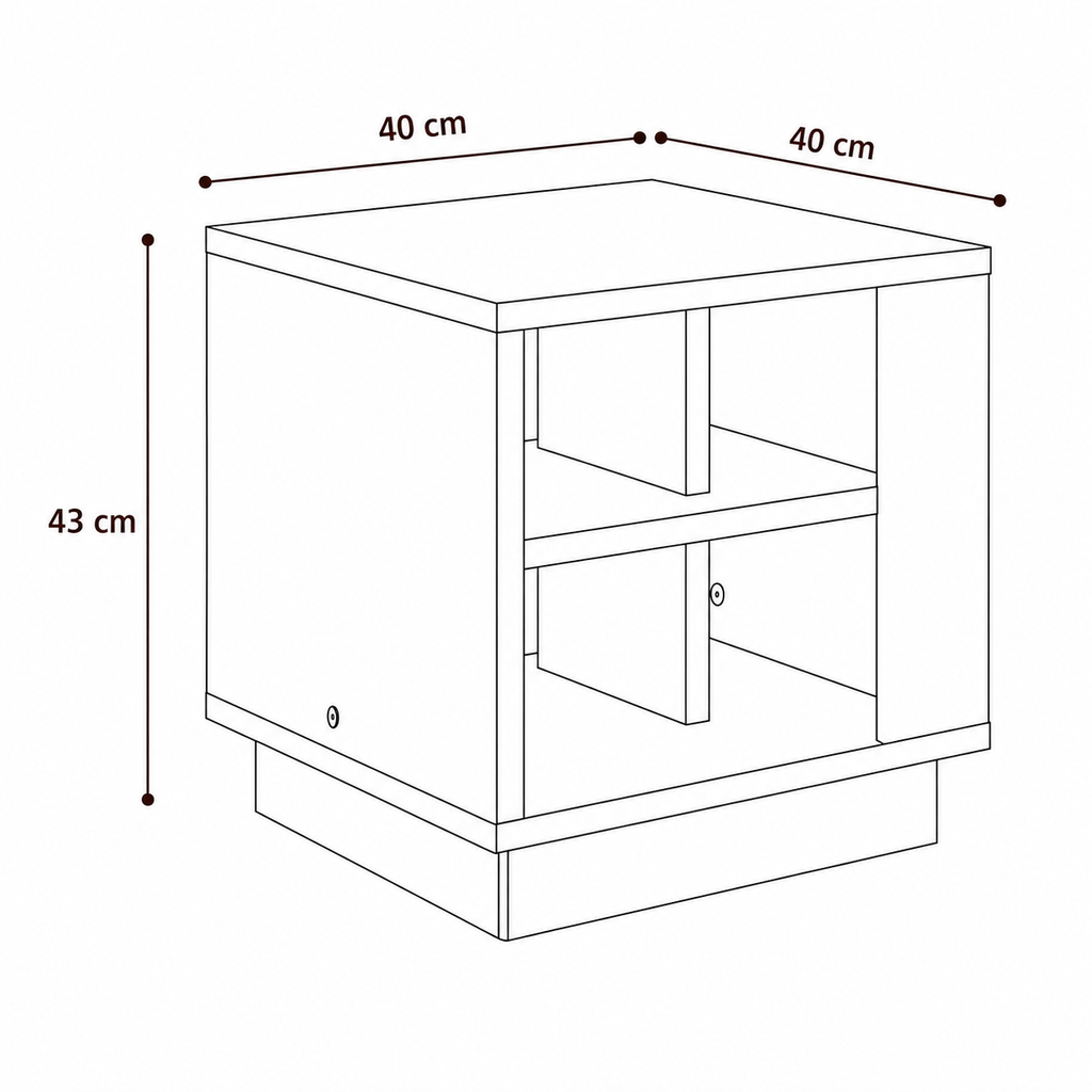 Table Basse Carrée Chêne Sonoma avec Étagères de Rangement
