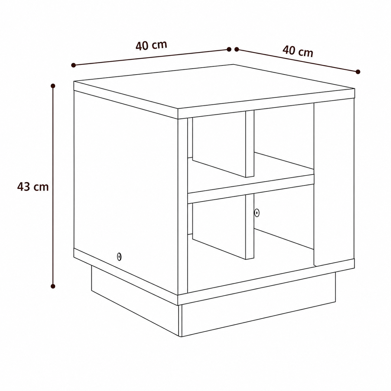 Table Basse Carrée Chêne Sonoma avec Étagères de Rangement