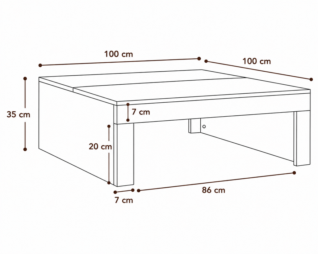 Table Basse Carrée en Bois d'Ingénierie 100 cm