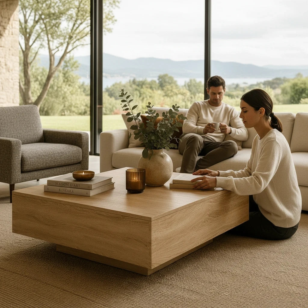Table Basse Carrée Chêne Sonoma 100 x 100 cm