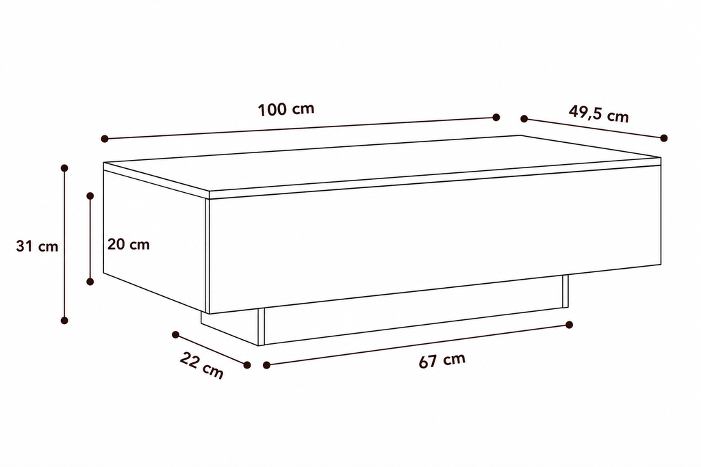 Table Basse en Bois d'Ingénierie 100 cm – Effet Vieux Bois