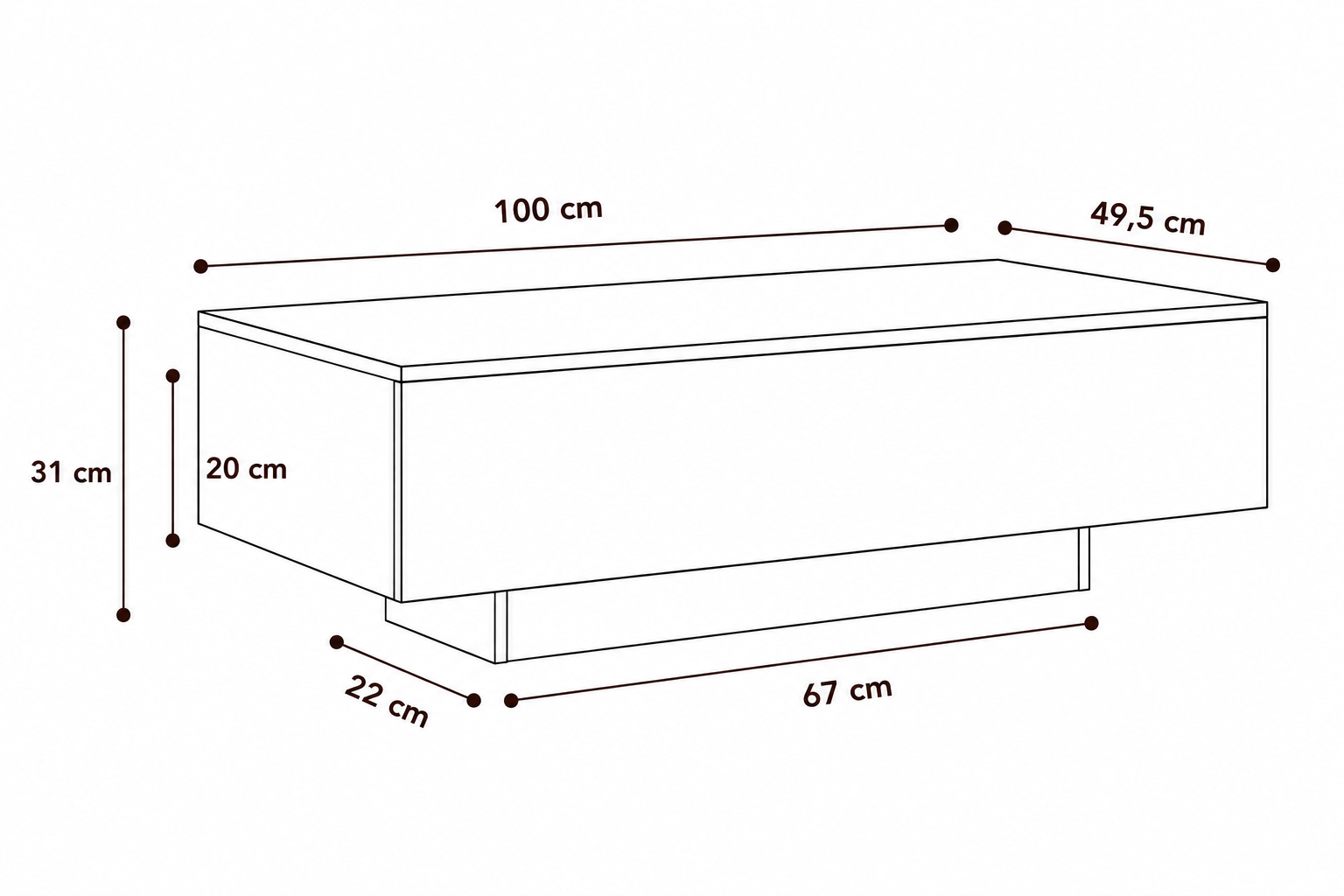 Table Basse en Bois d'Ingénierie 100 cm – Effet Vieux Bois