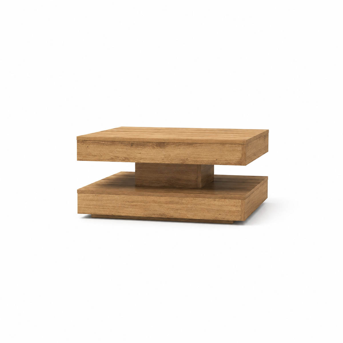 Table basse rotative 360° Chêne Artisanal - vue fond blanc 2