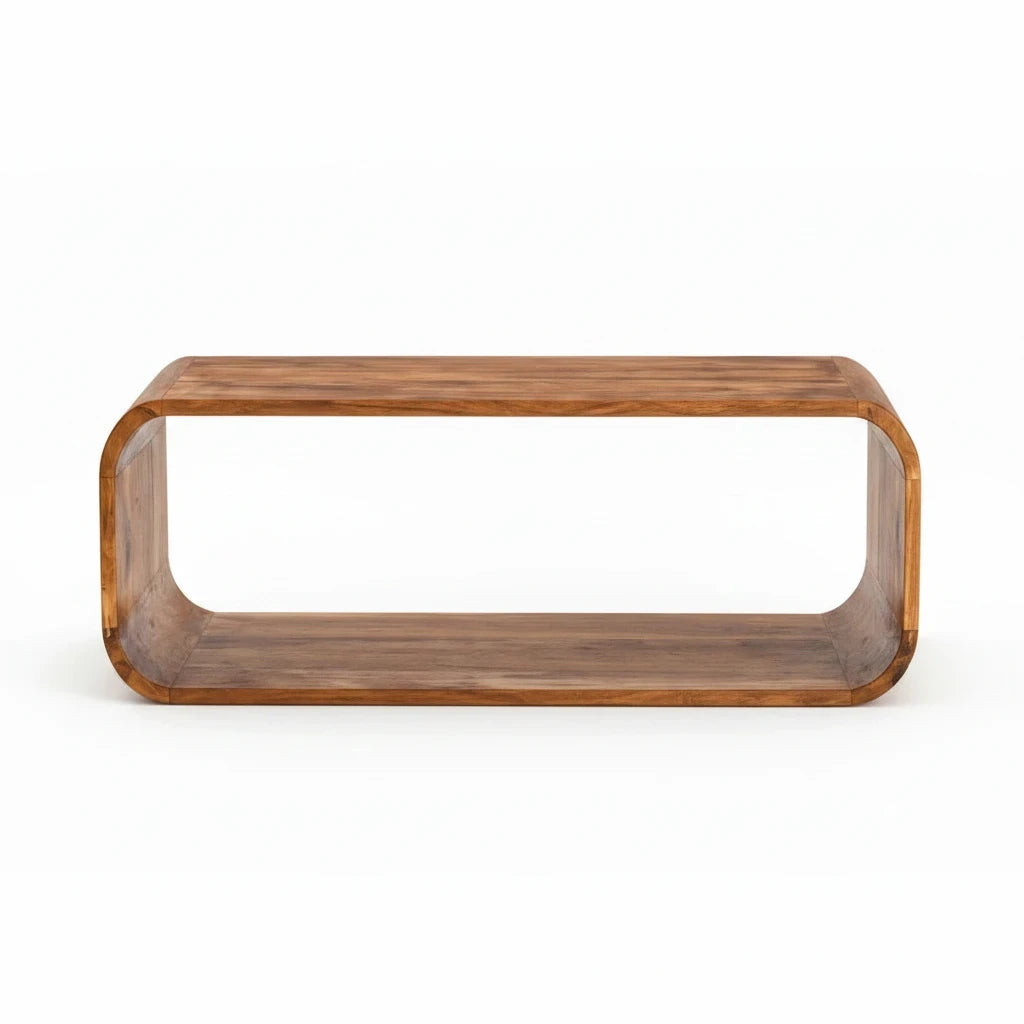 Table Basse en Bois d'Acacia Massif avec Rangement – Finition Miel