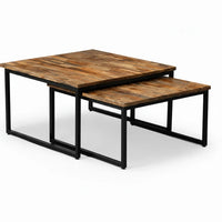 Tables Basses Gigognes en Teck Recyclé et Métal