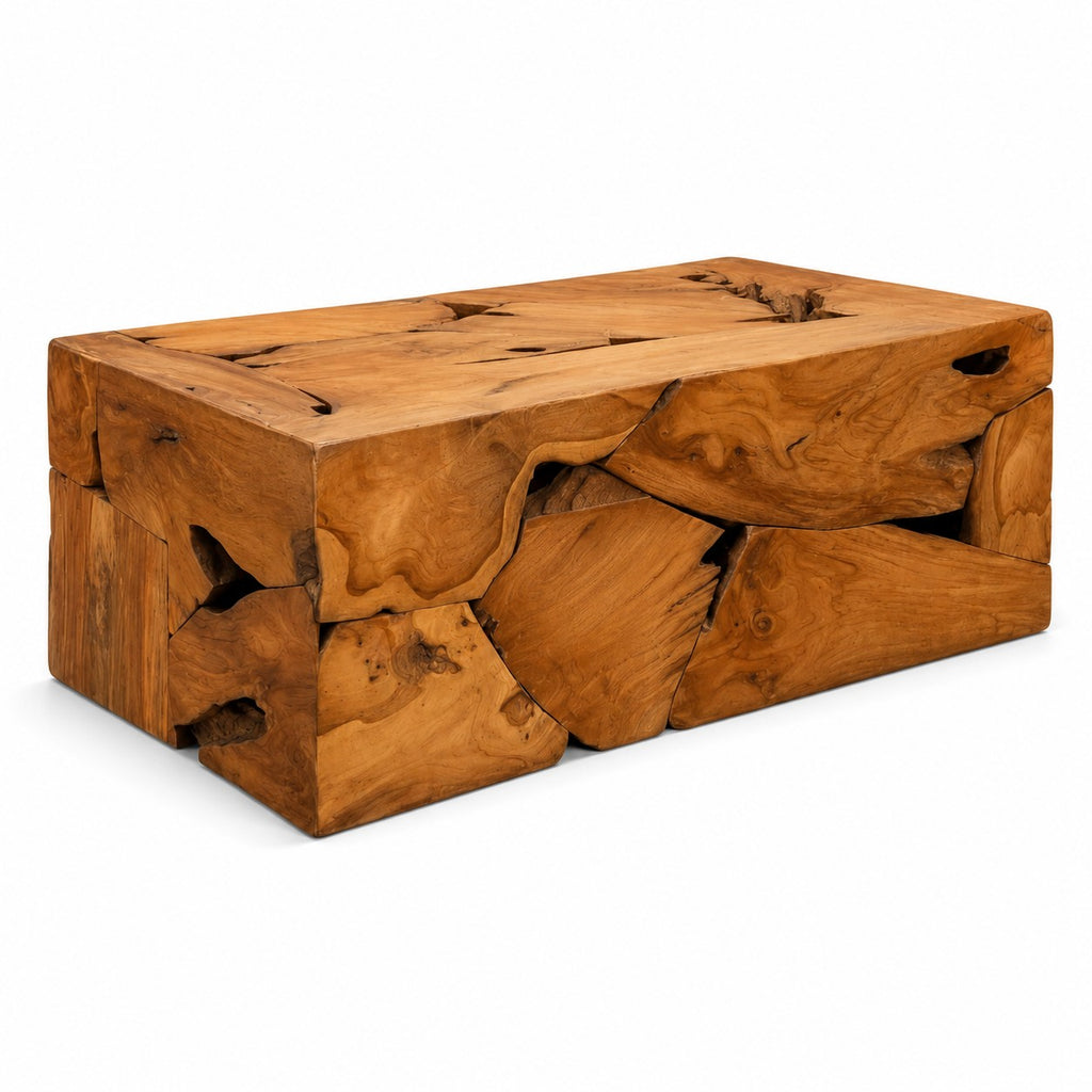 Table Basse Artisanale en Teck Massif Fait Main