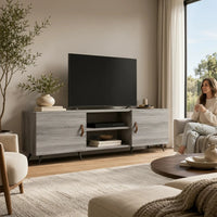 Meuble TV Design Sonoma Gris avec Rangement