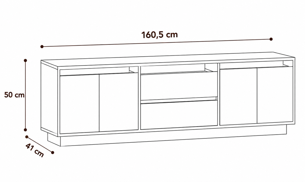 Meuble TV Chêne Noir LED RGB 160 cm avec Tiroirs