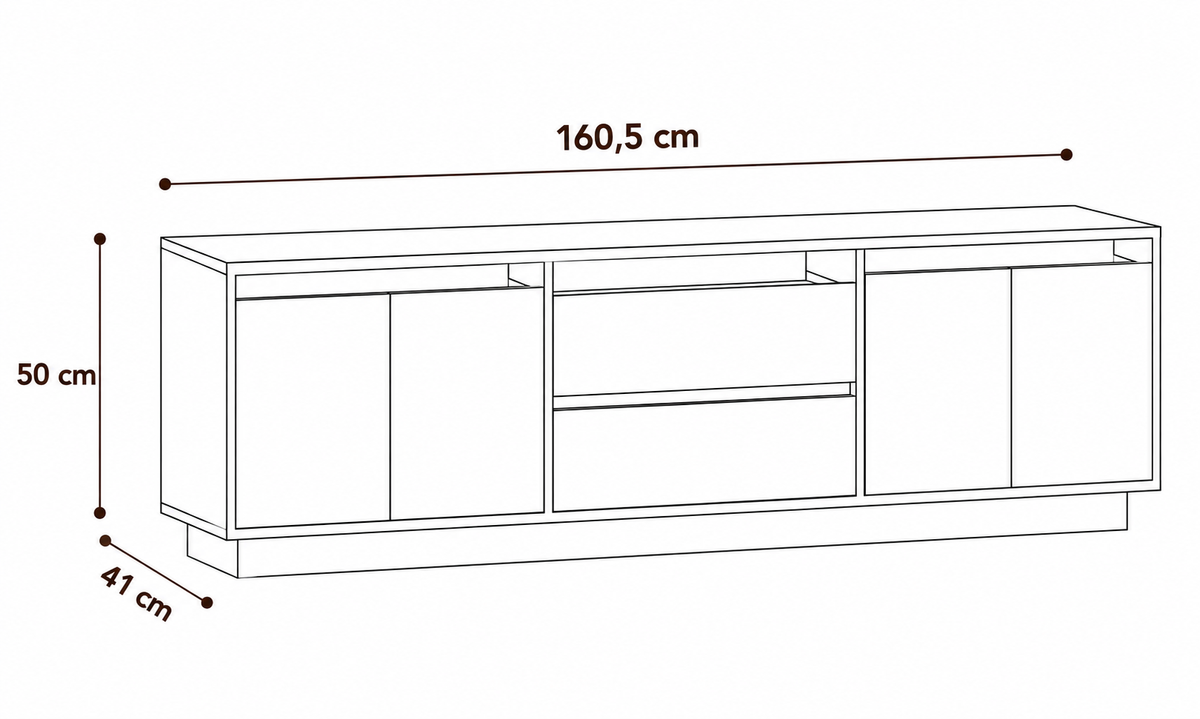Meuble TV Chêne Noir LED RGB 160 cm avec Tiroirs