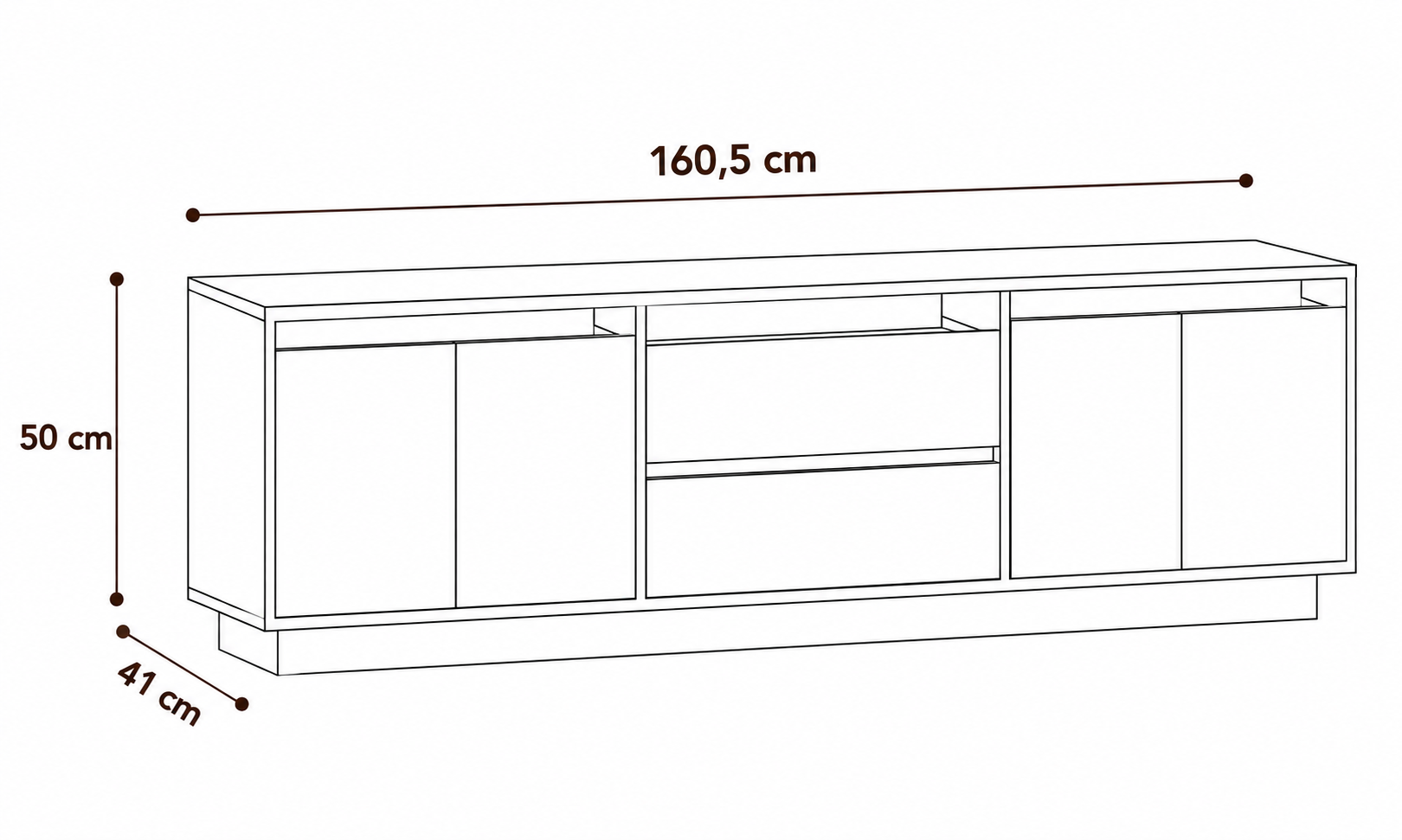 Meuble TV Chêne Noir LED RGB 160 cm avec Tiroirs