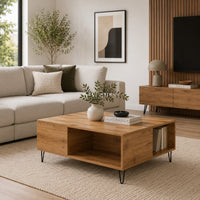 Table Basse en Bois avec Rangement Ouvert