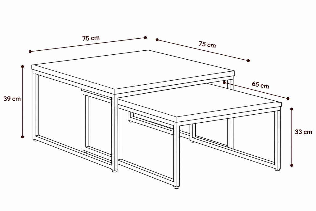 Tables Basses Gigognes en Teck Recyclé et Métal