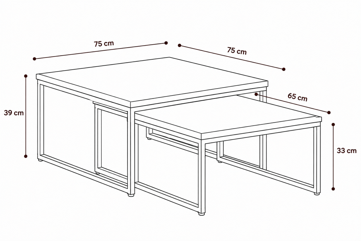 Tables Basses Gigognes en Teck Recyclé et Métal