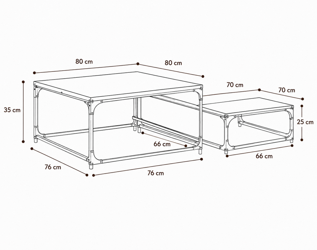 Tables Basses Gigognes en Bois et Métal – Lot de 2