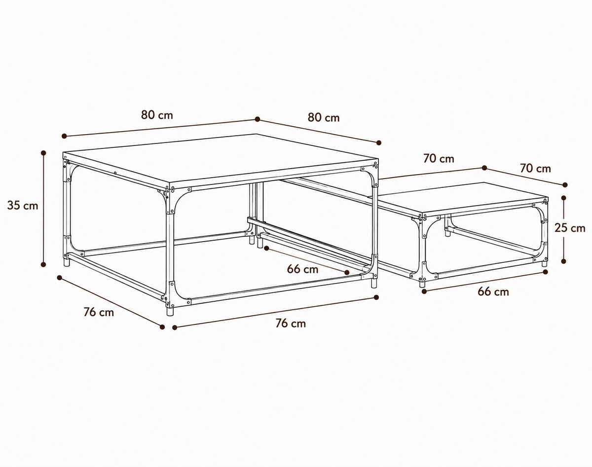 Tables Basses Gigognes en Bois et Métal – Lot de 2
