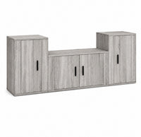 Meuble TV Mural Suspendu Gris Sonoma – 3 Pièces
