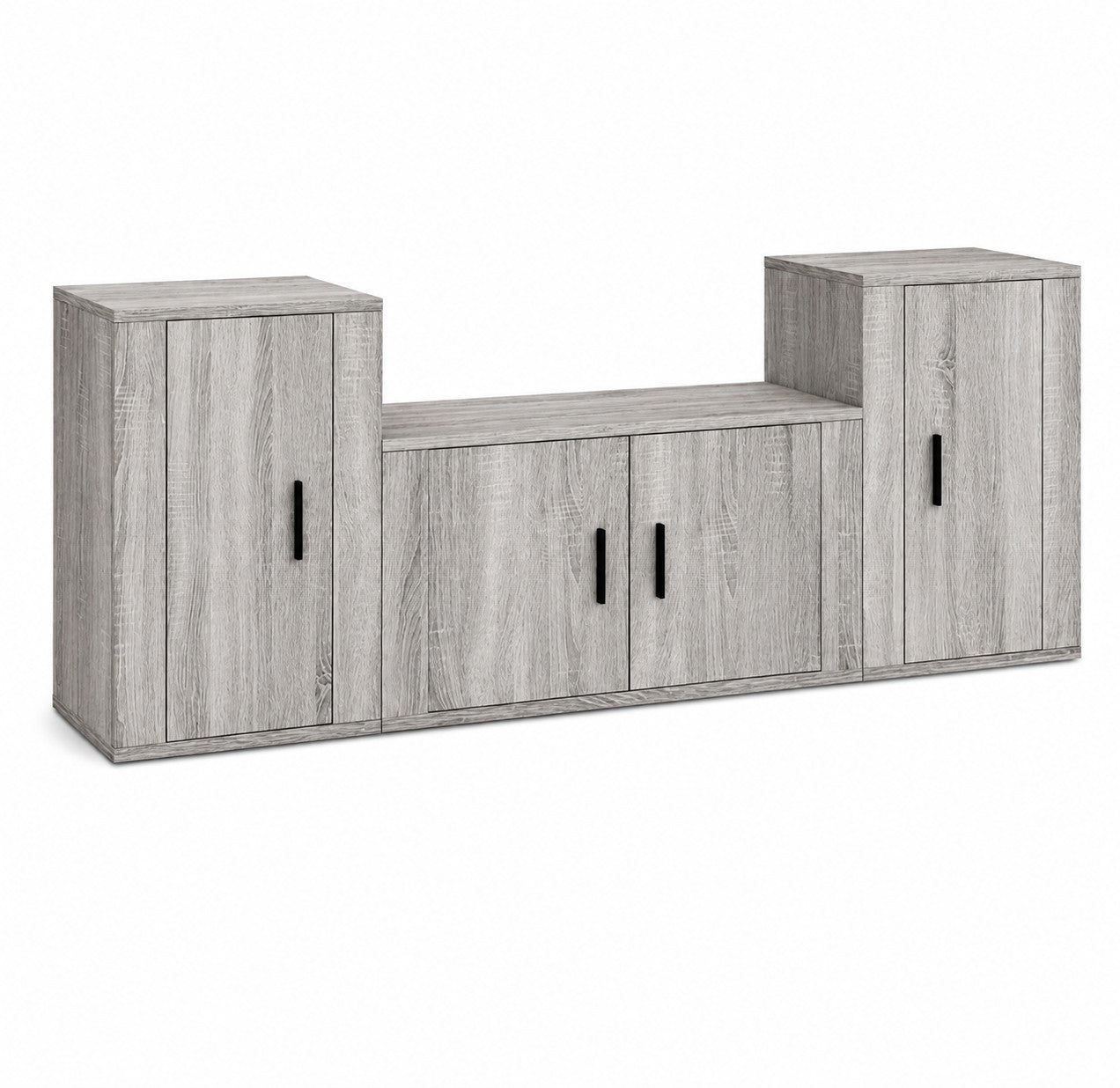 Meuble TV Mural Suspendu Gris Sonoma – 3 Pièces