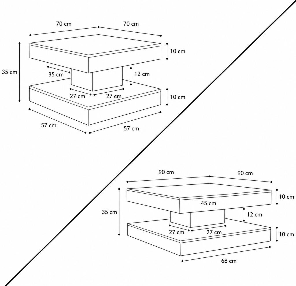 Table Basse Rotative 360° avec Rangement