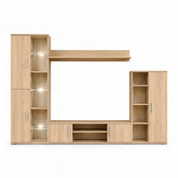 Ensemble Meuble TV Chêne Sonoma avec LED et Vitrine