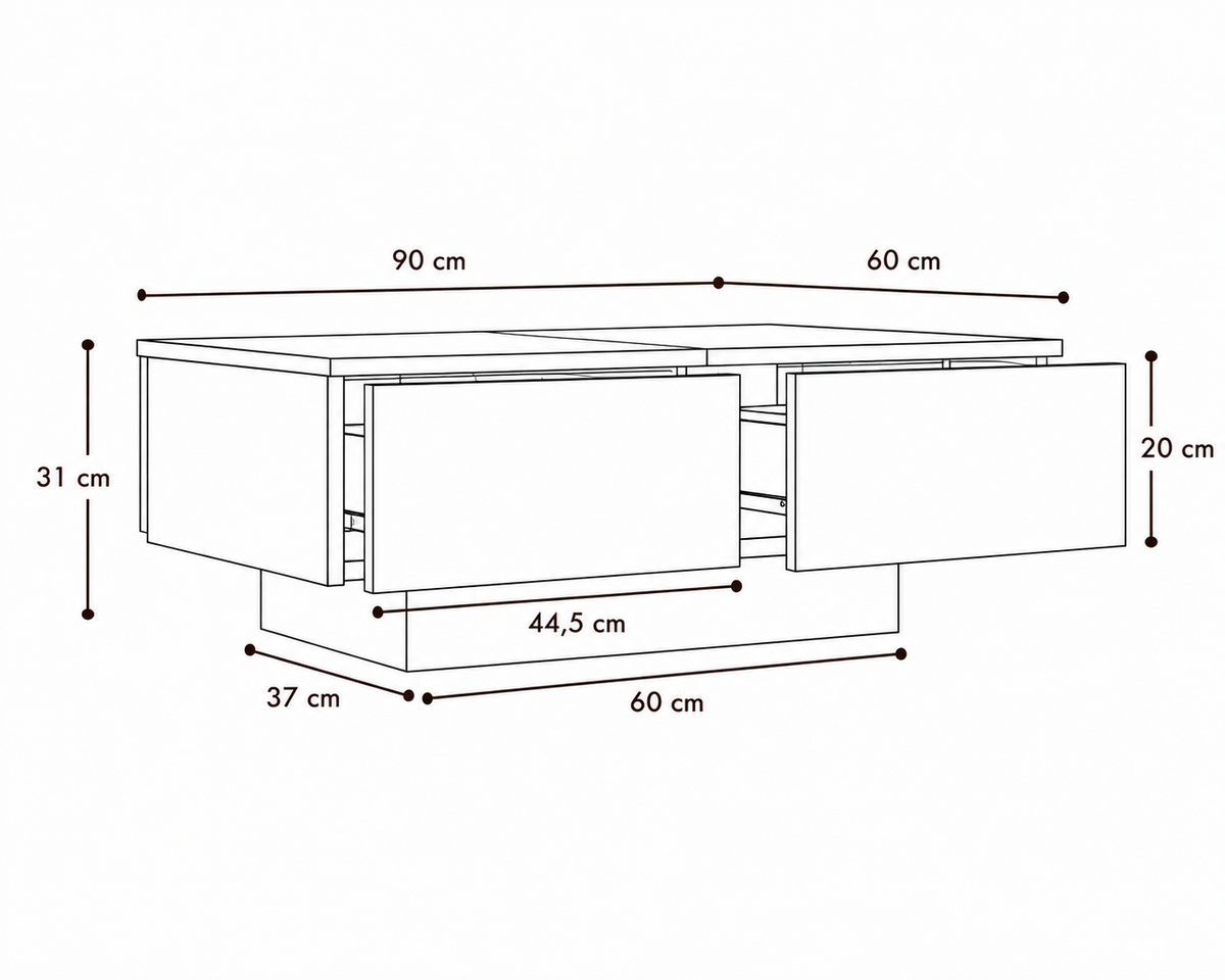 Table Basse Rectangulaire en Bois avec Rangement